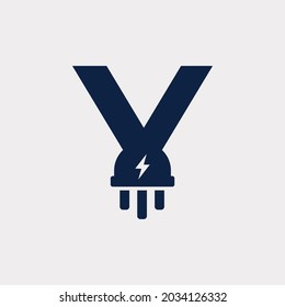 Initial Letter Y Electric Icon Logo Design Element. Eps10 Vector