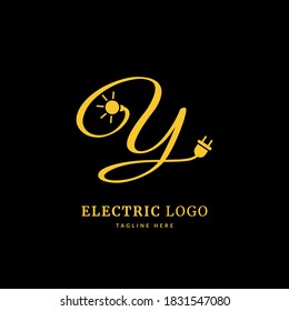 Initial letter Y. Electricity Logo and icon Vector design Template. Power Energy Logo Design Element for company and business.