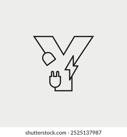 Initial Letter Y Electricity Logo Design. Elektrisches Design Konzept Alphabet Schriftart. Vektorgrafik.