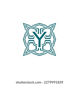 Initial letter Y elegant lines modern alphabet frame logo
