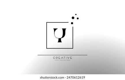 Initial letter Y elegant and luxury Initial with Rectangular dots frame minimal monogram logo design vector template