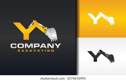 initial letter Y excavator logo