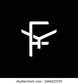 Initial letter Y and F, YF, FY, overlapping interlock monogram logo, white color on black background