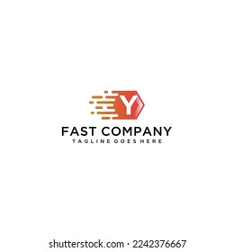 Initial Letter Y Fast Speed Logo Design-Vorlage mit Polygonform