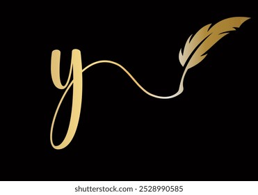 Initial Letter Y Feather Logo Design Vector Template. Feather Symbol