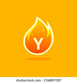 initial letter Y fire icon design logo template