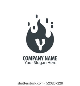 Initial Letter Y With Fire Logo black