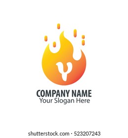 Initial Letter Y With Fire Logo 