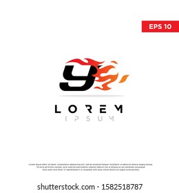 initial letter y fire speed logo. modern icon template design