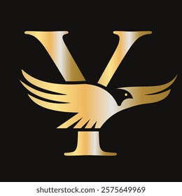 Initial Letter Y Flying Eagle Logo Concept For Speed Icon and Transportation Symbol Vector Sign