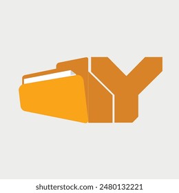 Initial Letter Y Folder Logo. Vector Illustration.