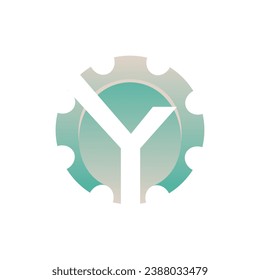 Initial Letter Y gear engineering logo design vector