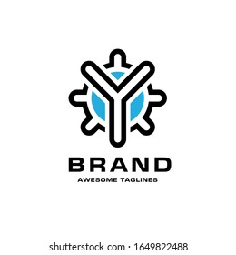 initial letter y with gear vector concept illustration
