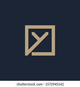 initial letter Y geometric with square frame line art. Suitable for business consulting, studio, room, group, decoration, building, concept design. - vector