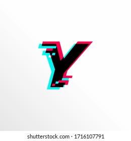 Initial Letter Y with Glitch Effect