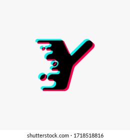 initial letter Y with glitch liquid effect