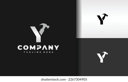 initial letter Y hammer logo