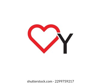 Anfangsbuchstabe Y Heart Logo Konzept Symbol Symbol Symbol Element Design. Liebe, Gesundheitsfürsorge, Medizin, Dating App, Valentinstag-Logotyp. Vektorgrafik-Vorlage