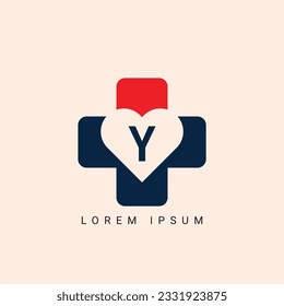 initial Letter Y Heart Logo Concept symbol sign icon Design Element. Love, Medical, Health Care, Valentine's Day Logotype. Vector illustration template