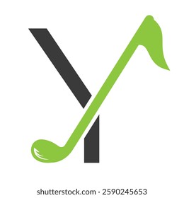 Initial Letter Y Hockey Logo Concept With Hockey Stick Symbol Vector Template