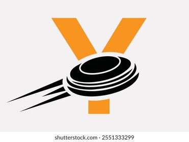 Initial Letter Y Hockey Puck Logo Vector Template