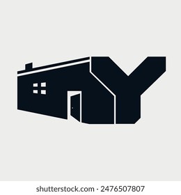 Initial Letter Y Home or House logo design. Unique and Classic Real Estate design concept alphabet font. Vector Illustration.