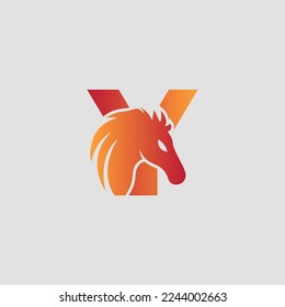 Initial letter Y with horse vector logo design. Horse Letter Y Illustration Template Icon.