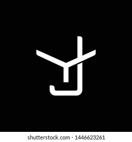 Initial letter Y and J, YJ, JY, overlapping interlock monogram logo, white color on black background