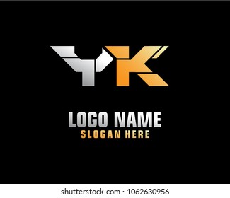 Initial letter Y K logo template vector