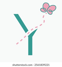 Initial letter Y kids logo concept with butterfly symbol vector template. Kid logotype