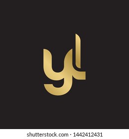 Initial letter y l linked lowercase logo design template elements. Gold letter Isolated on black  background. Suitable for business, consulting group company.
