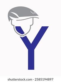 Initial Letter Y Labour Day Logo Concept With Safety Helmet Symbol Vector