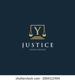 Initial letter y law logotype with square and simple modern design