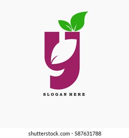 Initial letter y leaf decoration abstract logo