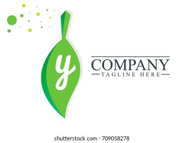 Initial Letter Y Leaf Design Logo