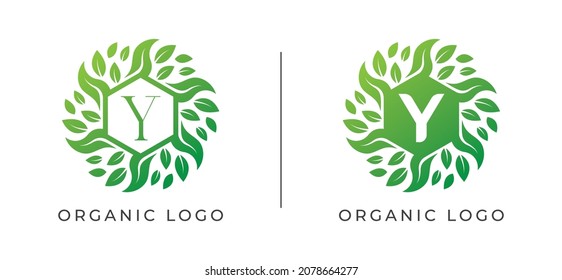 initial Letter Y Leaf Flower Logo icon Vector Design Template