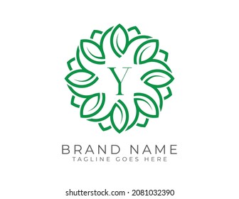 initial letter Y Leaf Flower logo. Floral Logo Vector illustrations. Vector Logo design for natural products, flower shop, cosmetics, Floral, Organic, ecology concepts, health, spa.