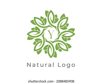 initial letter Y Leaf Flower logo. Floral Logo Vector illustrations. 
Vector Logo design for natural products, flower shop, cosmetics, Organic, ecology concepts, health, spa.
