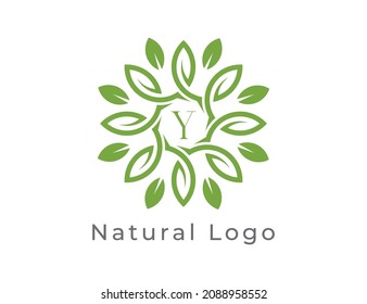 initial letter Y Leaf Flower logo. Floral Logo Vector illustrations. 
Vector Logo design for natural products, flower shop, cosmetics, Organic, ecology concepts, health, spa.