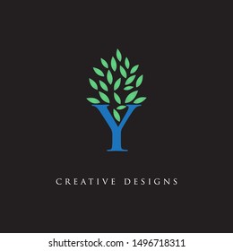 Initial Letter Y With Leaf Logo
