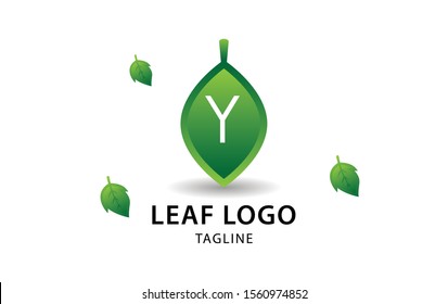 INITIAL LETTER Y LEAF LOGO DESIGN TEMPLATE-VECTOR 