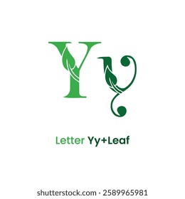 Initial letter y leaf logo design green gradient organic leaf logo