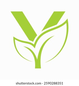 Initial Letter Y Leaf Logo Concept For Eco Friendly and Organic Symbol Vector Template