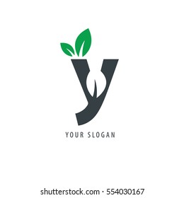 Initial Letter Y With Leaf Logo