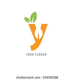 Initial Letter Y With Leaf Logo