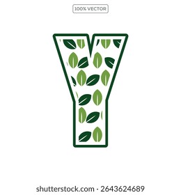 Initial Letter Y With Leaf Luxury Logo. Green leaf logo Template vector  