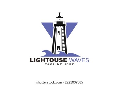 initial Letter Y lightouse waves logo