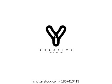 Logograma de contorno lineal de letra inicial Y