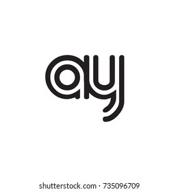 Initial letter a y, linked outline rounded lowercase, monogram black