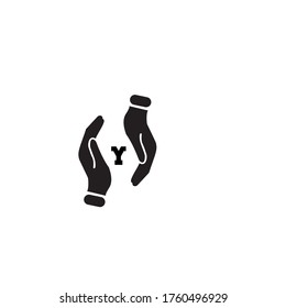 Letra inicial Y Logotipo en mayúscula Elemento de plantilla de diseño de icono negro